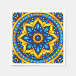 Servilleta De Papel Diseño mexicano de azul y amarillo