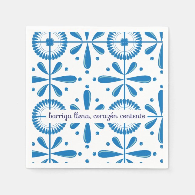Servilleta De Papel diseño mexicano estilo talavera (Anverso)
