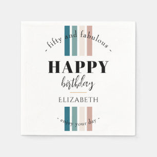 Servilleta De Papel Diseño Minimalista de cumpleaños en colores pastel