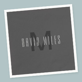 Servilleta De Papel Diseño moderno de monograma mínimo editable gris o