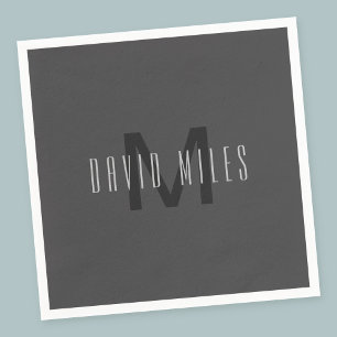 Servilleta De Papel Diseño moderno de monograma mínimo editable gris o