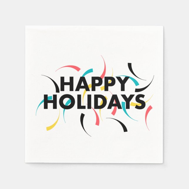 Servilleta De Papel Diseño moderno y lúdico de "Felices Fiestas" (Anverso)