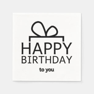 Servilleta De Papel Diseño negro del cumpleaños en blanco