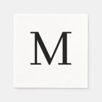 Diseño negro monogramado Boda Napkin Classic