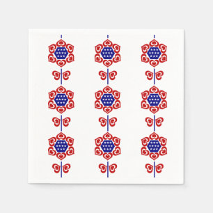 Servilleta De Papel Diseño patriótico de Flor azul roja