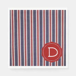 Servilleta De Papel Diseño Patriótico Striped All-American Monogrammed