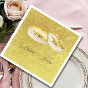 Servilleta De Papel Diseño personalizado de anillos Bodas dorados
