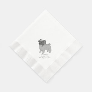 Servilleta De Papel Diseño personalizado de perro de pug gris