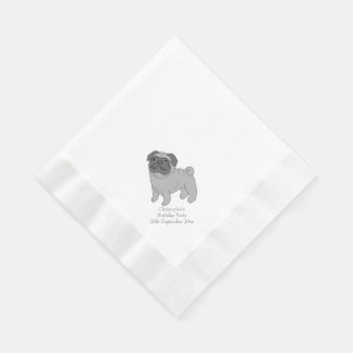 Servilleta De Papel Diseño personalizado de perro de pug gris