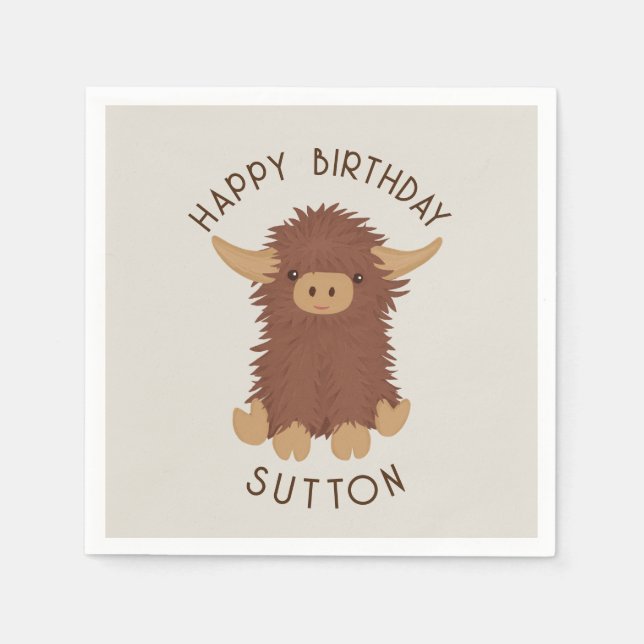 Servilleta De Papel Diseño personalizado de vacas Highland, chabacano  (Anverso)
