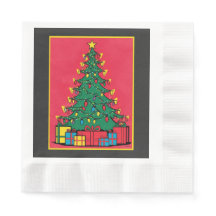 Diseño Pop Art de un árbol de Navidad con regalos