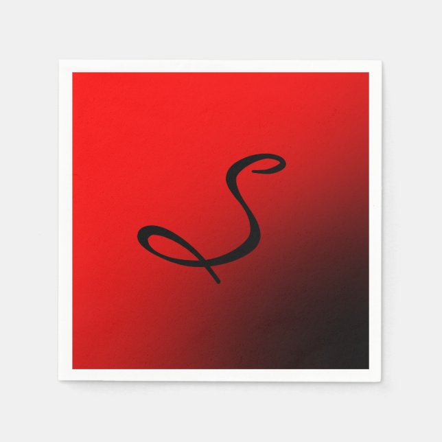 Servilleta De Papel Diseño profesional inicial del monograma negro roj (Anverso)