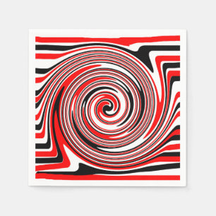 Servilleta De Papel Diseño psicodélico rojo blanco y negro