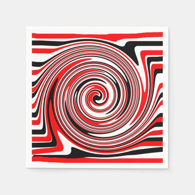 Servilleta De Papel Diseño psicodélico rojo blanco y negro (Anverso)