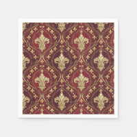 Diseño Real de Terciopelo Rojo con Flor de Lis Dor