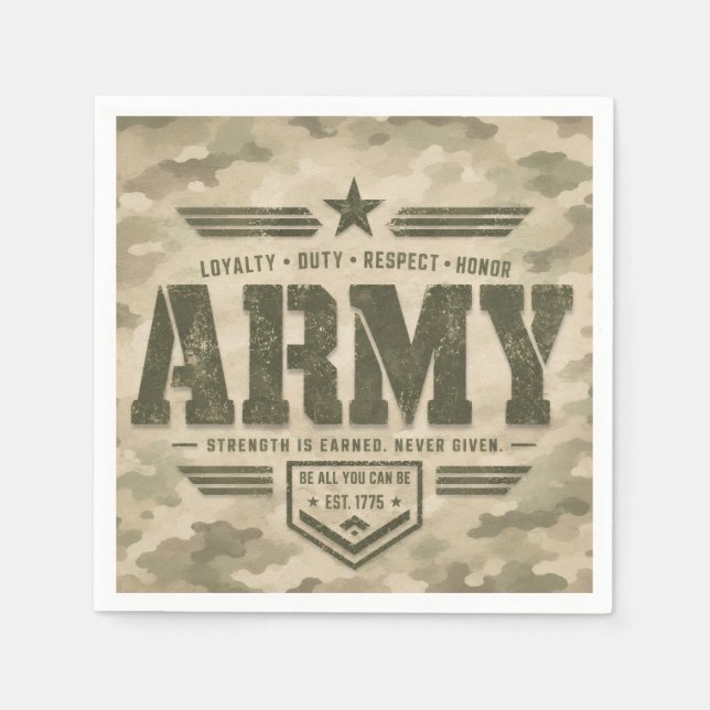 Servilleta De Papel Diseño Táctico del Ejército (Anverso)