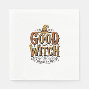 Servilleta De Papel Diseño tipográfico de Halloween de bruja buena vin