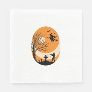 Servilleta De Papel Diseño vectorial de bruja de Halloween vintage cem