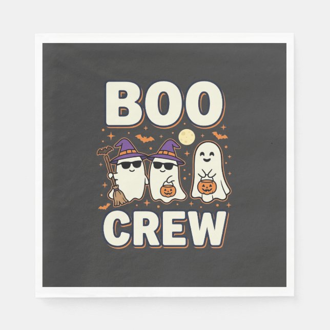 Servilleta De Papel Diseño vectorial de fantasmas de Halloween de Boo  (Anverso)