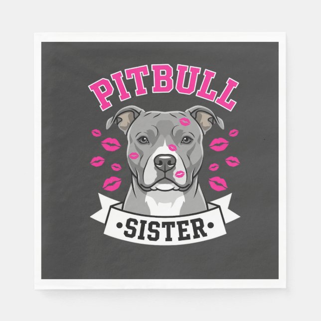 Servilleta De Papel Diseño Vectorial de Hermana Amante de Pitbull (Anverso)