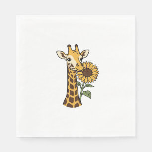 Servilleta De Papel Diseño Vectorial de Jirafa Girasol Vintage_1