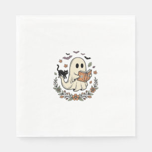 Servilleta De Papel Diseño vectorial floral de gato fantasma vintage d