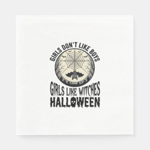 Servilleta De Papel Diseño vectorial vintage de Halloween de chicas co