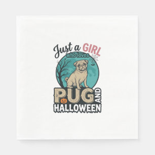 Servilleta De Papel Diseño vectorial vintage de niña pug Halloween (2)