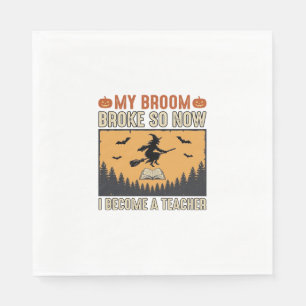 Servilleta De Papel Diseño Vintage Profesor Broom Broke Halloween_1
