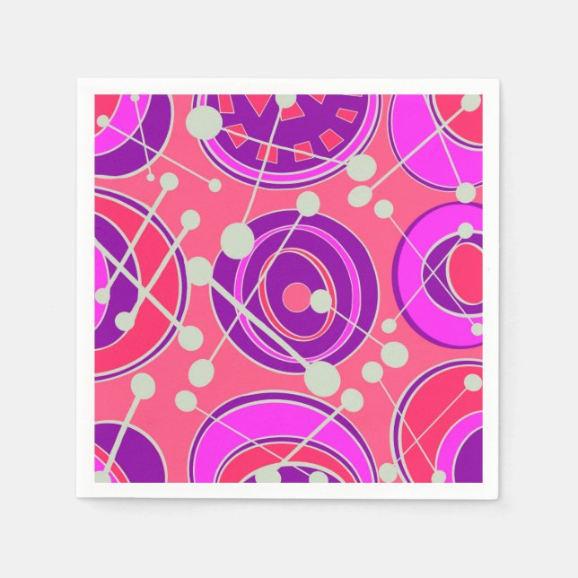 Servilleta De Papel Diseños geoformes abstractos, rosas y naranjas (Anverso)