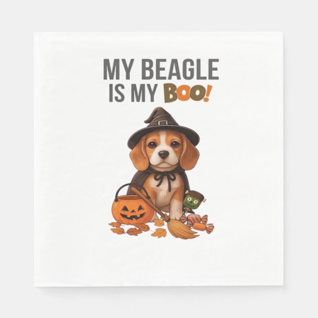 Servilleta De Papel Disfraz de Beagle Halloween Mi Beagle es mi perro  (Anverso)