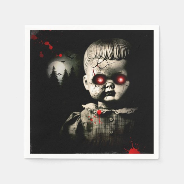Servilleta De Papel Disfraz de fiesta de Halloween de muñeca embrujada (Anverso)