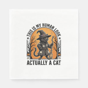 Servilleta De Papel Disfraz de gato de Halloween divertido camiseta de