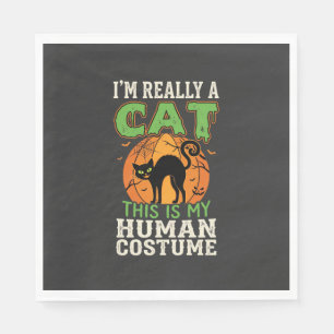 Servilleta De Papel Disfraz De Gato Humano De Halloween Diseño Diverti