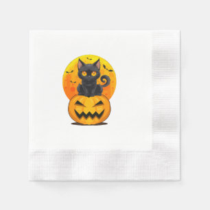 Servilleta De Papel Disfraz de Halloween de calabaza gato negro