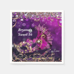 Servilleta De Papel Disfraz de Máscara de Mascarada de Cumpleaños Rosa