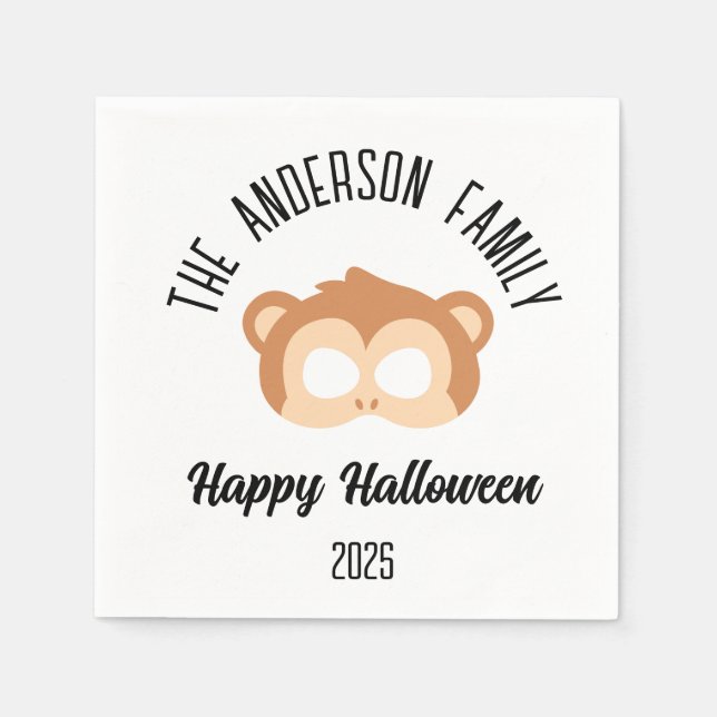 Servilleta De Papel Disfraz de máscaras de mono de Halloween (Anverso)