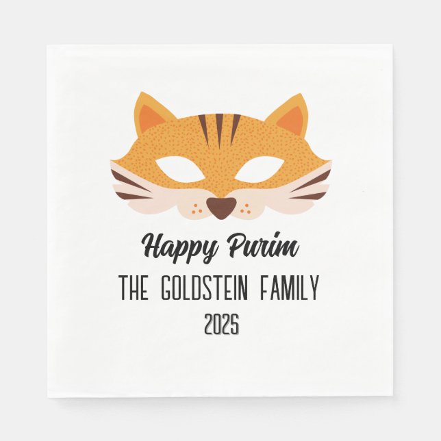 Servilleta De Papel Disfraz de máscaras de zorro purim (Anverso)