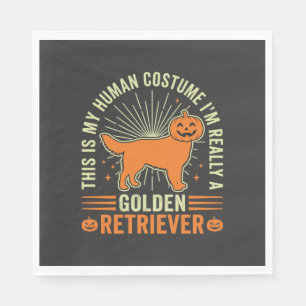 Servilleta De Papel Disfraz humano vintage de Golden Retriever para Ha