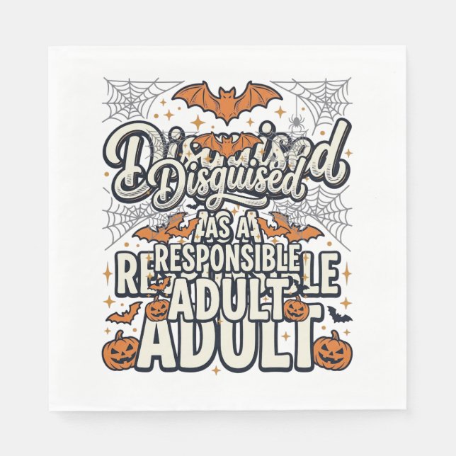 Servilleta De Papel Disfrazado de adulto responsable Halloween Vector (Anverso)