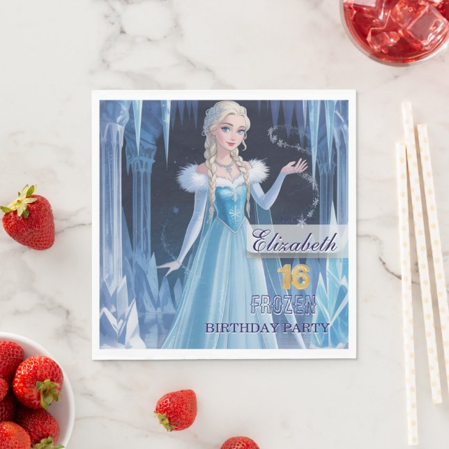 Servilleta De Papel Disney's Frozen Elsa Birthday personalize name (In situ)