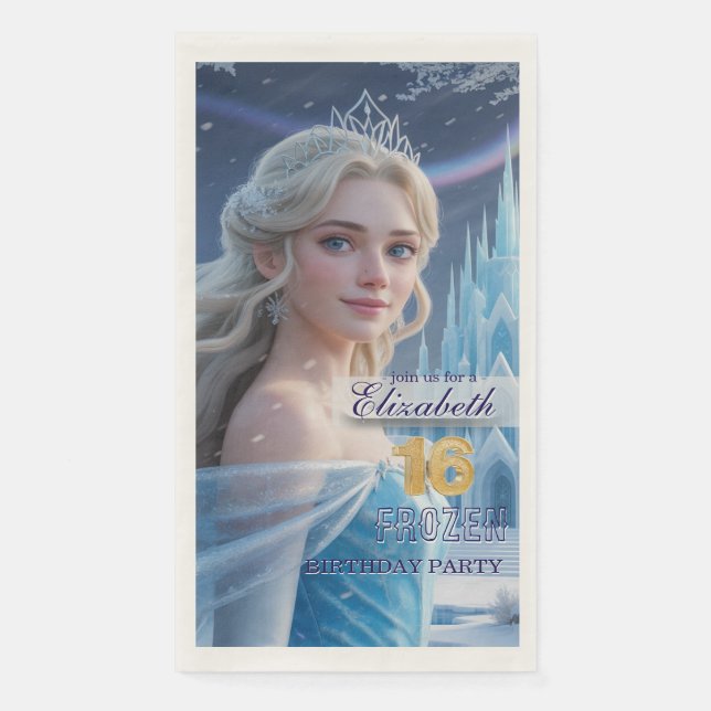 Servilleta De Papel Disney's Frozen Elsa Birthday personalize name (Anverso)