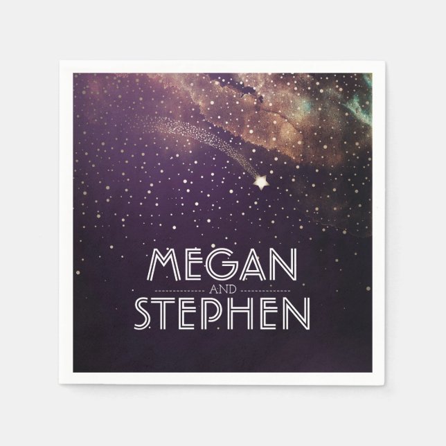 Servilleta De Papel Disparando Star Plum y Gold Night Starry (Anverso)