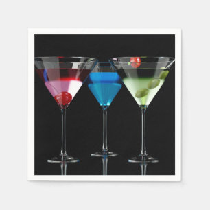 Servilleta De Papel Distintos cócteles con gafas de martini en negro