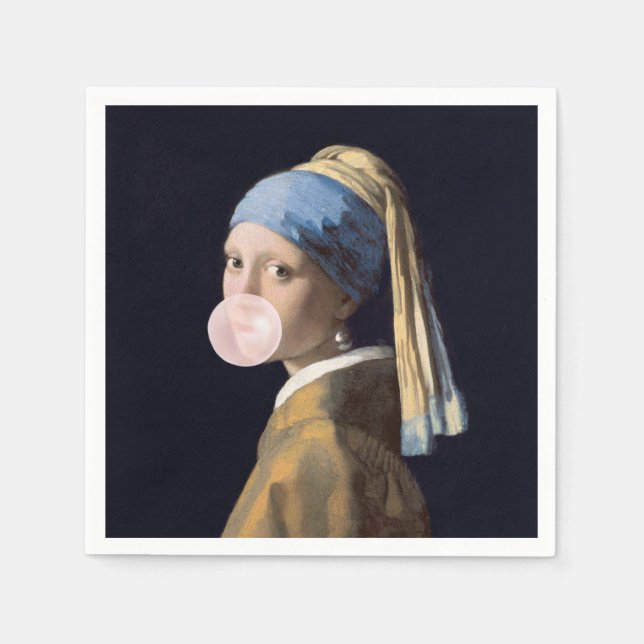 Servilleta De Papel Diva de chicle con pendiente de perla (Anverso)