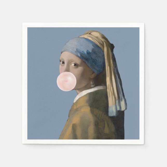 Servilleta De Papel Diva de chicle con pendiente de perla (Anverso)
