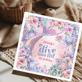 Servilleta De Papel Dive into Five Flower Glitter Mermaid Tail