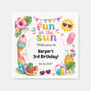 Servilleta De Papel Diversión bajo el Sol Cumpleaños de Verano Tropica