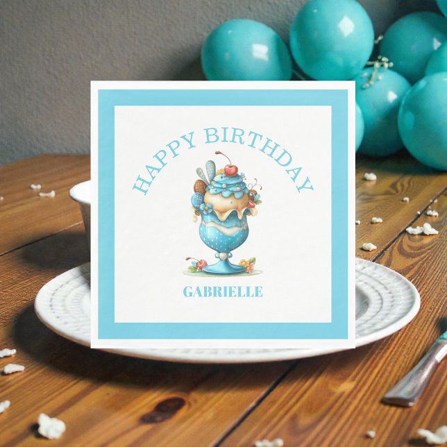 Servilleta De Papel Diversión Caprichosa Cumpleaños Azul Turquesa (Subido por el creador)