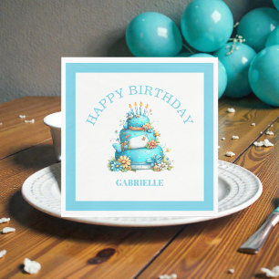 Servilleta De Papel Diversión Caprichosa Cumpleaños Azul Turquesa